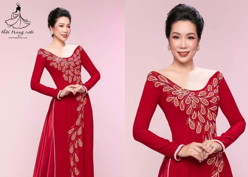 Quý tộc và nổi bật cùng áo dài ren ánh vàng

