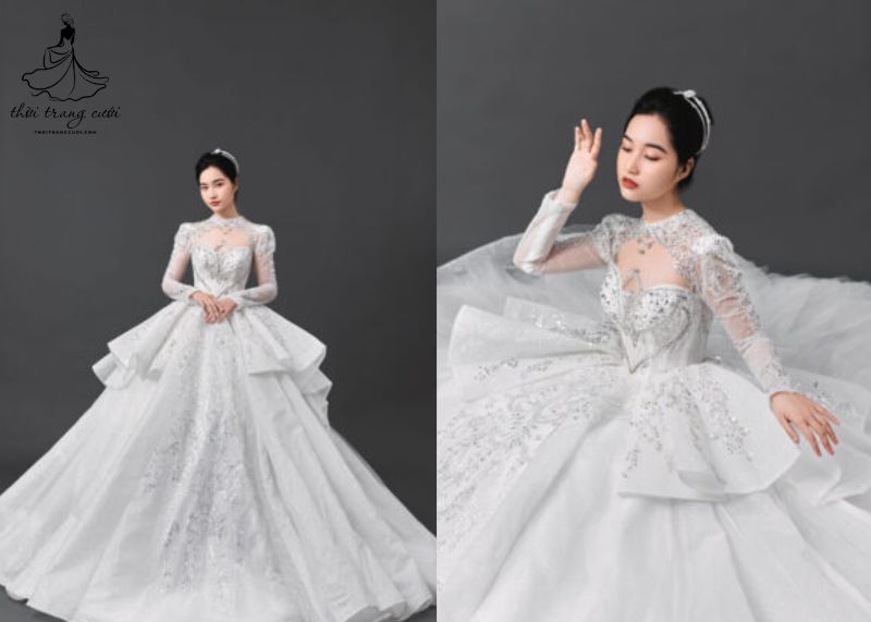 Thiết kế váy cưới tầng mang vẻ đẹp kiêu sa