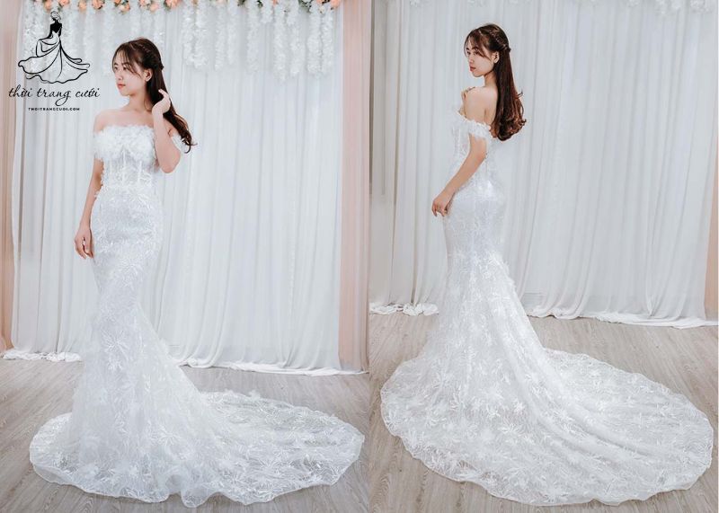 Váy cưới cô dâu đuôi cá tôn dáng quyến rũ