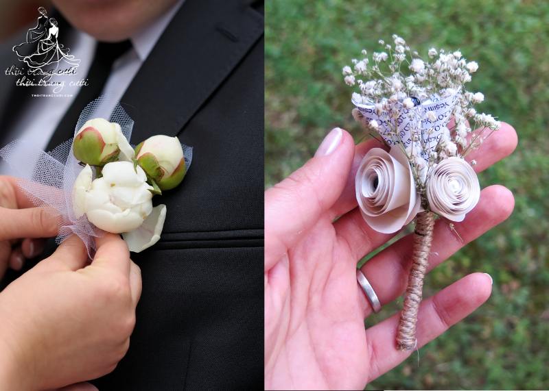 Mẫu hoa cài áo chú rể hiện đại, phá cách