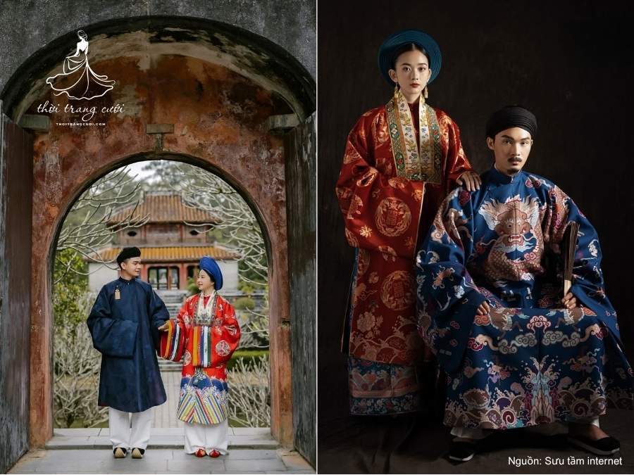 Bộ áo dài áo the đen khoác ngoài áo dài lụa trắng bên trong
