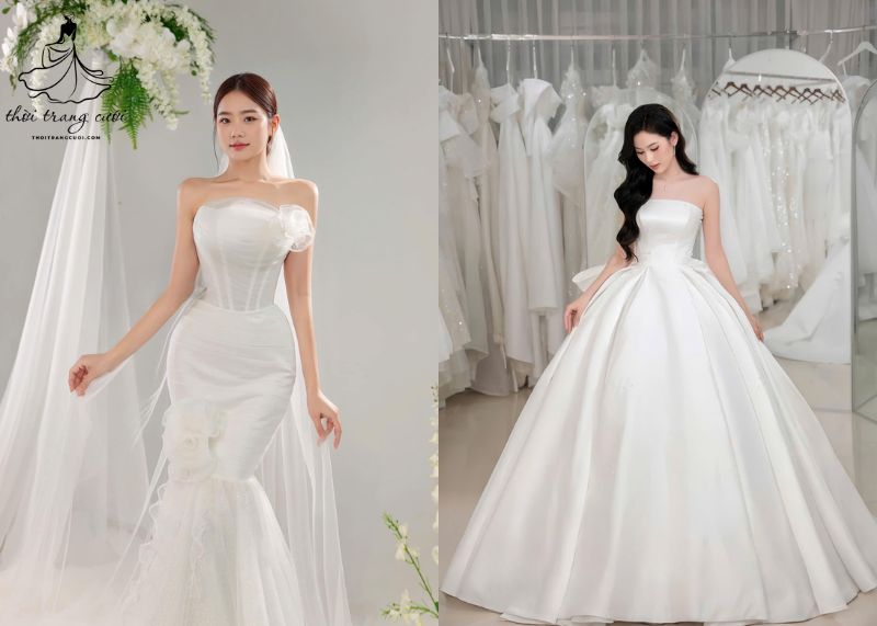 Cách chọn váy cưới cúp ngực theo vóc dáng