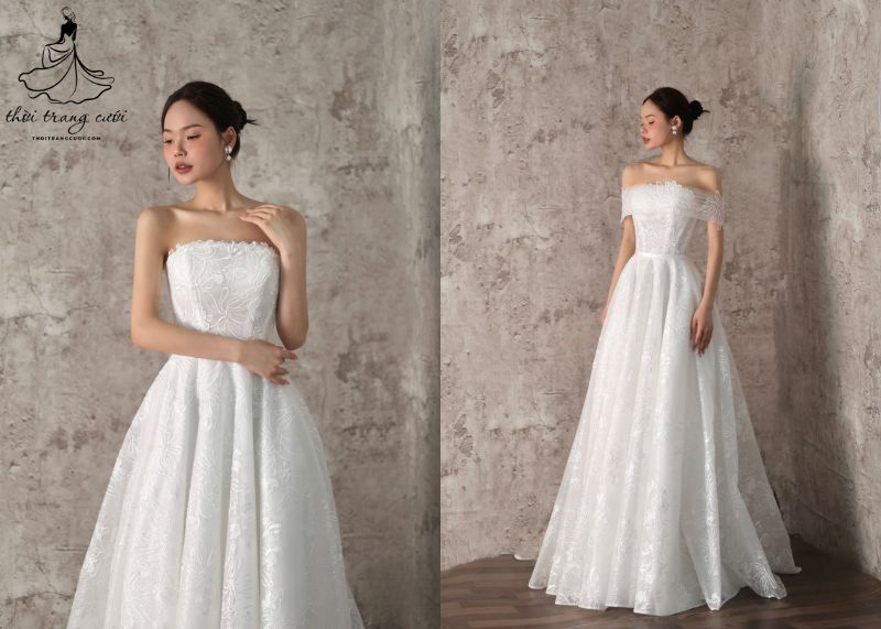 Váy cưới cúp ngực cao