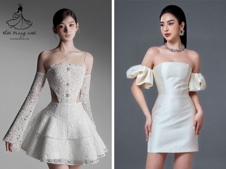 váy cưới đi bàn ngắn - trẻ trung