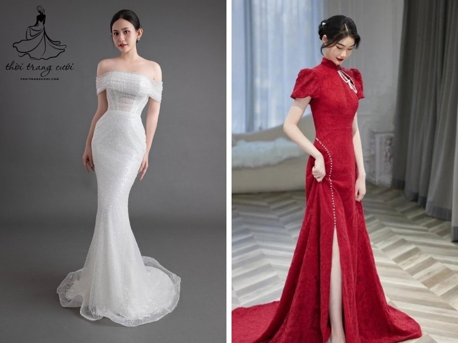 Đa dạng chất liệu và màu sắc giúp cô dâu dễ dàng lựa chọn