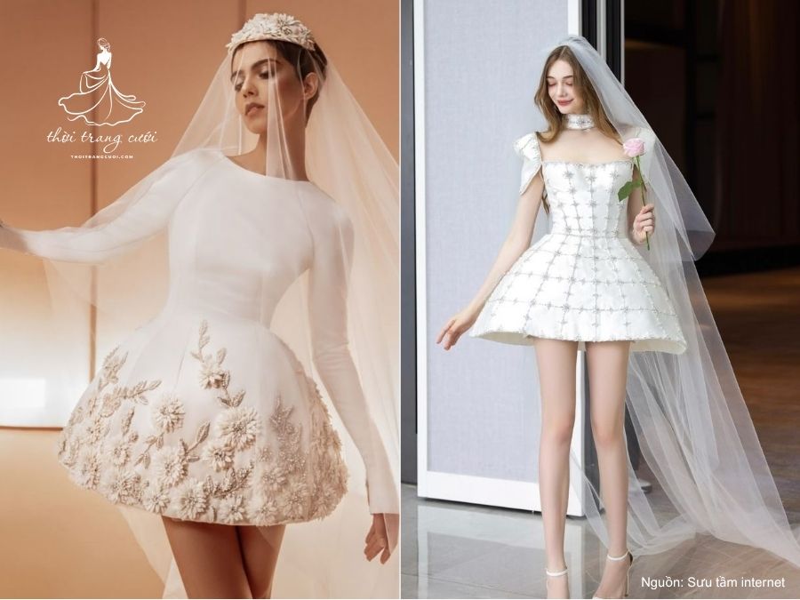 Váy cưới ngắn chữ A