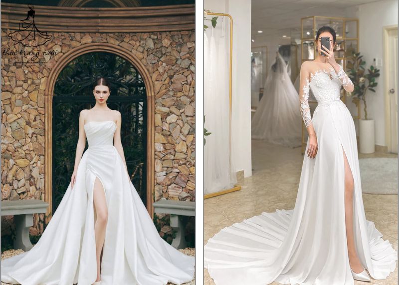váy cưới satin