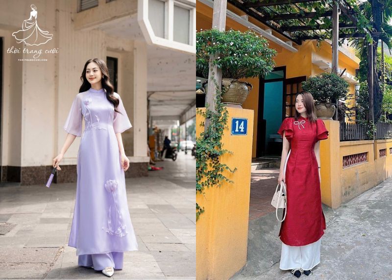 Mẫu áo dài đơn giản mặc đi tiệc cưới