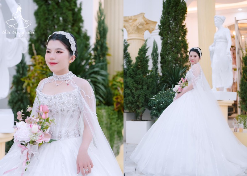 Băng đô đính đá bản lớn phong cách hoàng gia: Phù hợp cho cô dâu thích tạo ấn tượng mạnh mẽ.