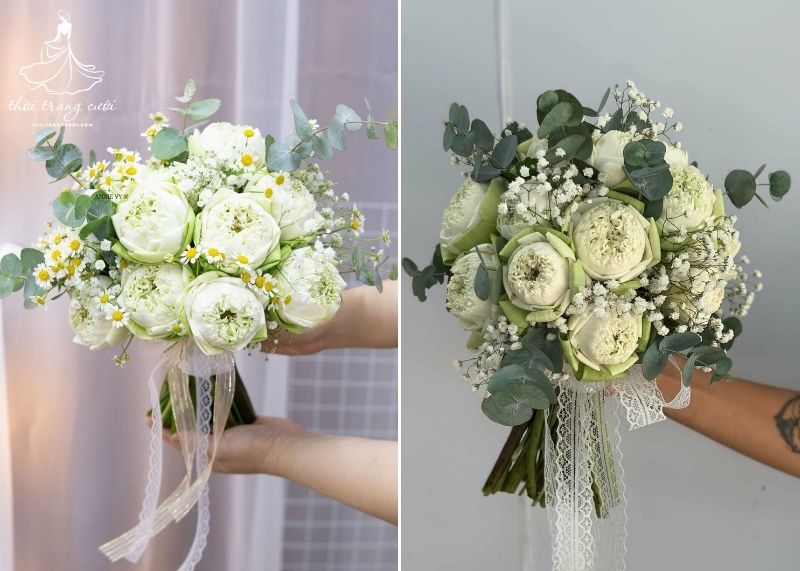 Ý nghĩa mẫu hoa cưới hoa sen trắng, hồng, xanh, vàng