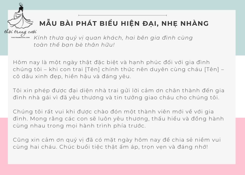 Mẫu bài phát biểu hiện đại, nhẹ nhàng