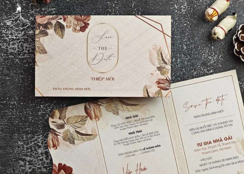 Mẫu thiệp mời tiệc báo hỷ với thiết kế đơn giản nhưng tinh tế
