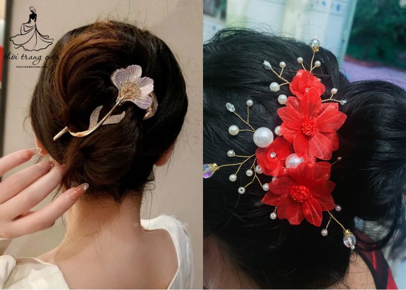 Lựa chọn trâm làm nổi bật mái tóc cô dâu
