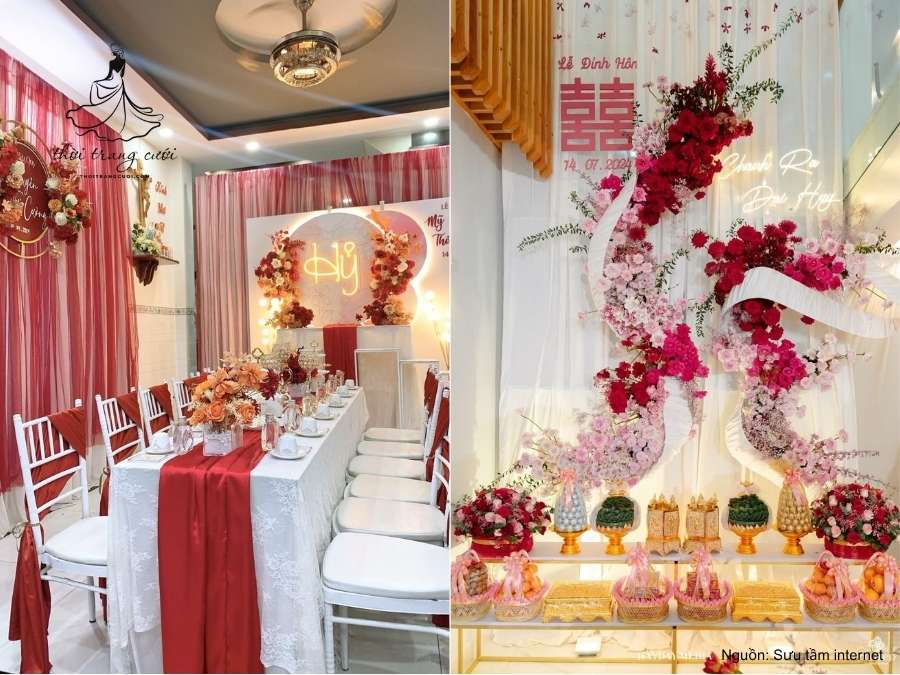 trang trí lễ ăn hỏi tại nhà gái