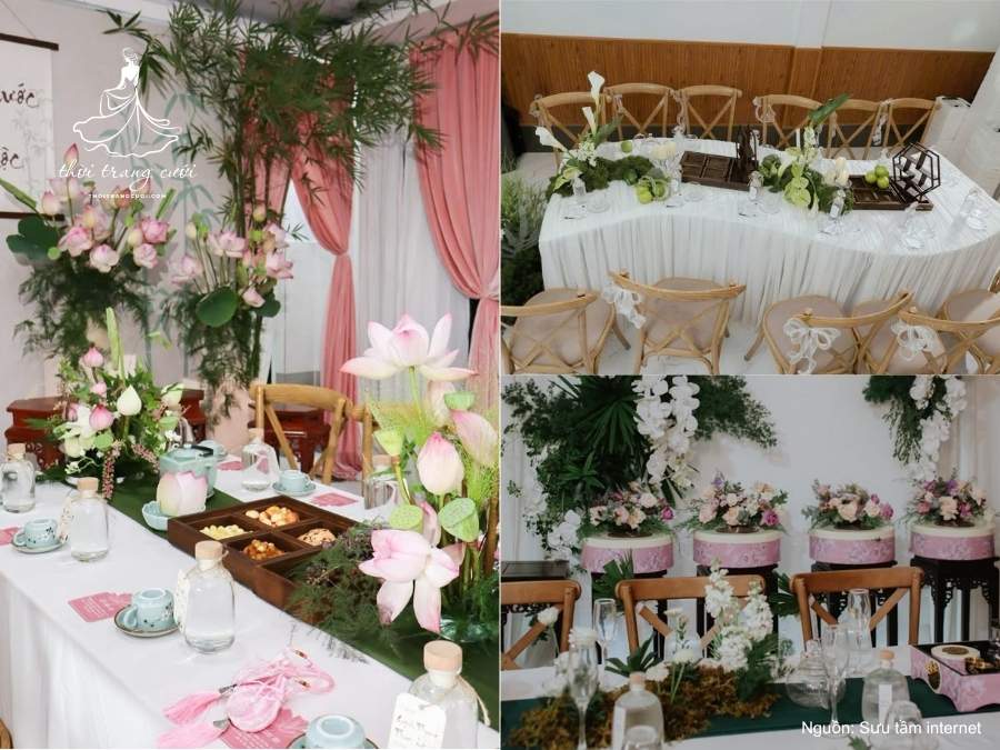 Mẫu trang trí bàn hai họ và đáp lễ theo hơi hướng đồng quê