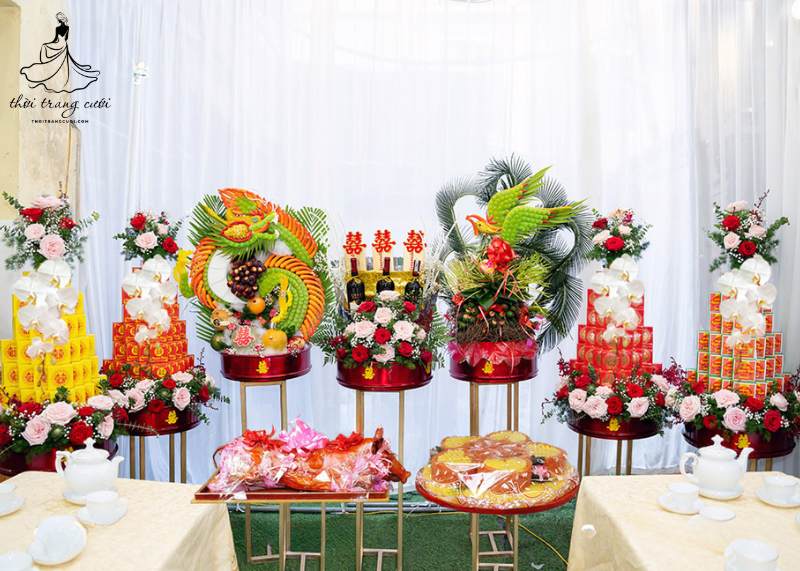 Cách bày tráp ăn hỏi 9 lễ trên bàn thờ gia tiên