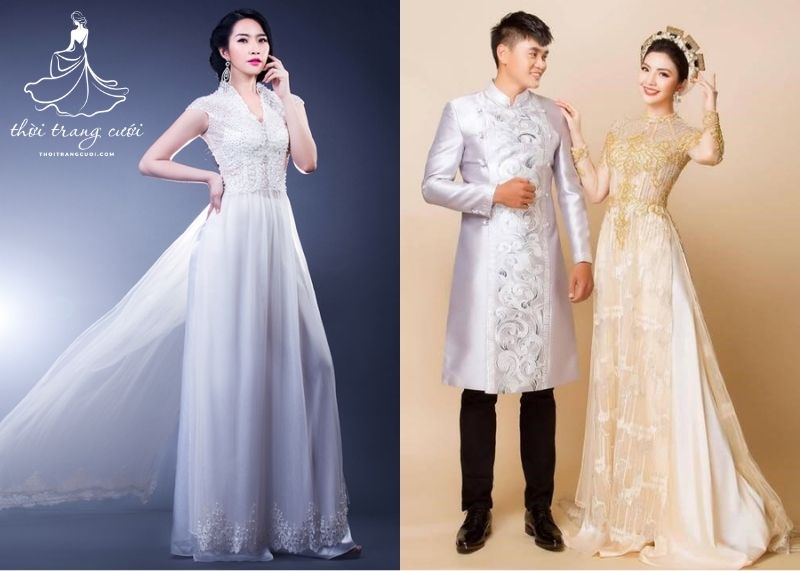 Váy cưới cổ cao cách tân – giữ nét truyền thống trong phong cách hiện đại