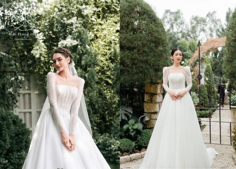Mẫu váy cưới đẹp cho người gầy - Váy cưới dài tay