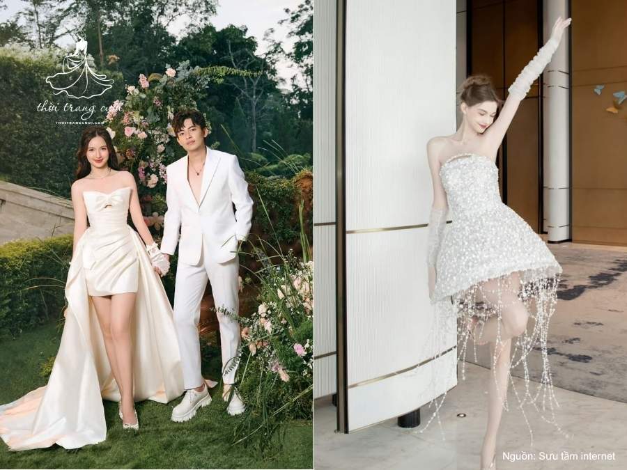 Mẫu váy cúp ngực ngắn dành cho cô dâu
