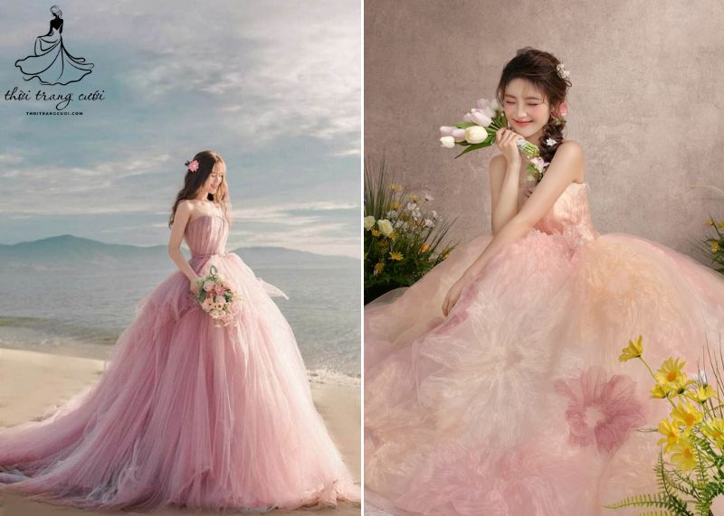Mẹo chọn váy cưới màu hồng phù hợp