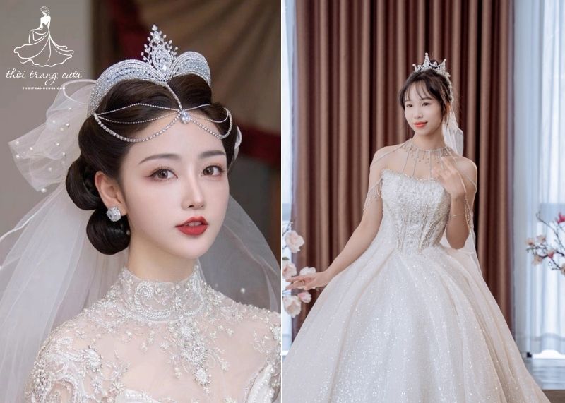 Vương miện cô dâu kết hợp khăn voan (Tiara with Veil)