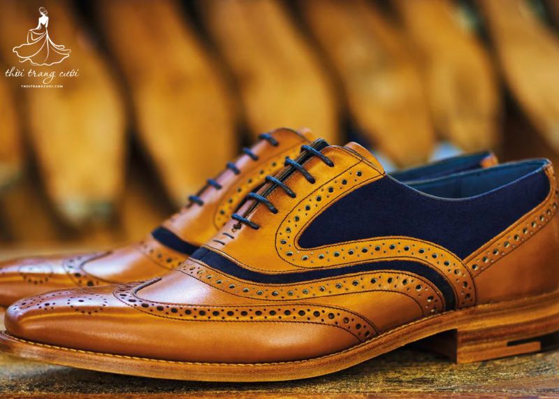 Giày chú rể Brogue – Nét chấm phá với họa tiết đục lỗ