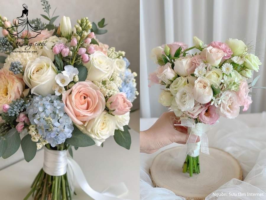 Bó hoa cưới vintage nhẹ nhàng