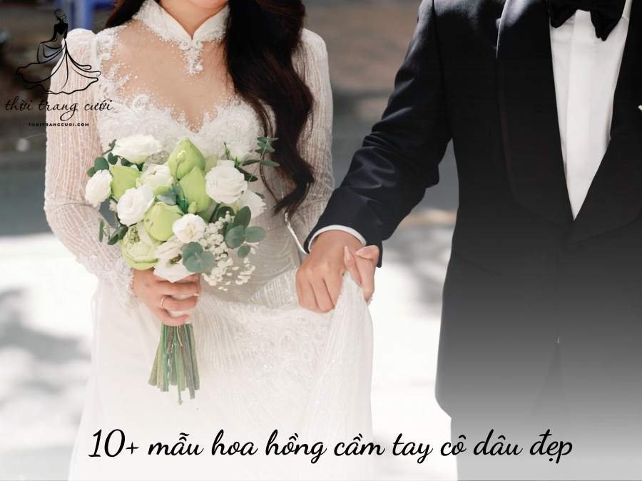 Hoa cưới cầm tay hoa hồng