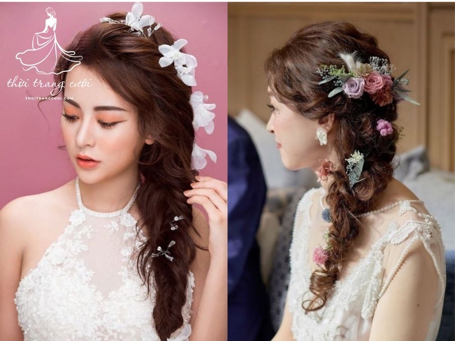 dâu mặt trái xoan phù hợp với kiểu tóc thắt bím lệch một bên nhẹ nhàng