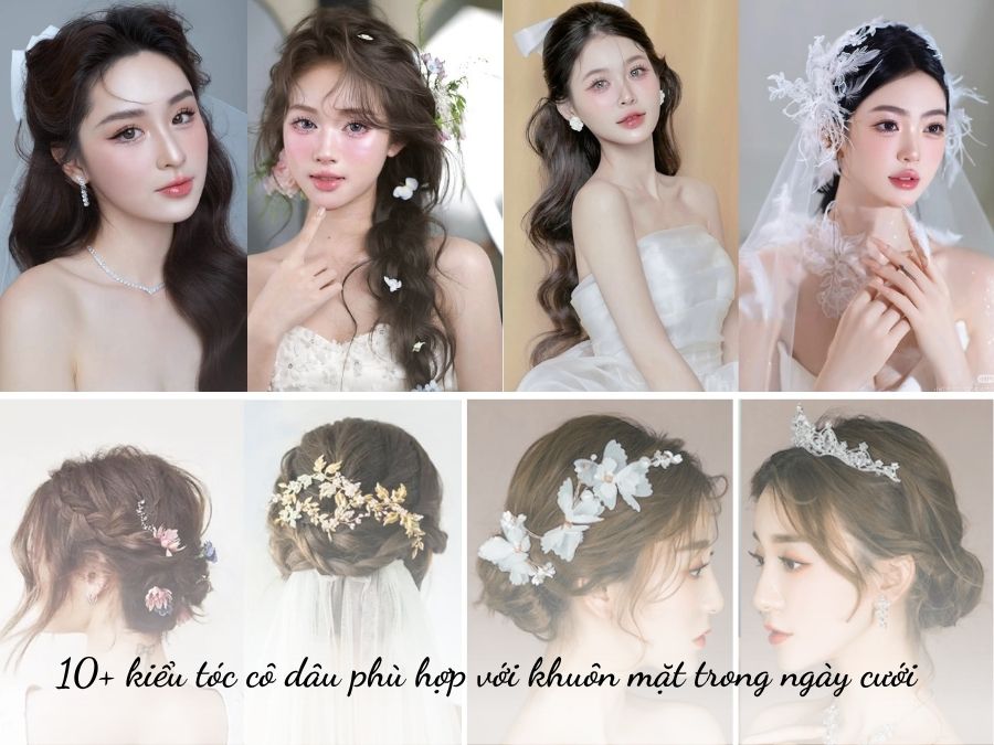 các kiểu tóc cô dâu phù hợp với khuôn mặt trong ngày cưới