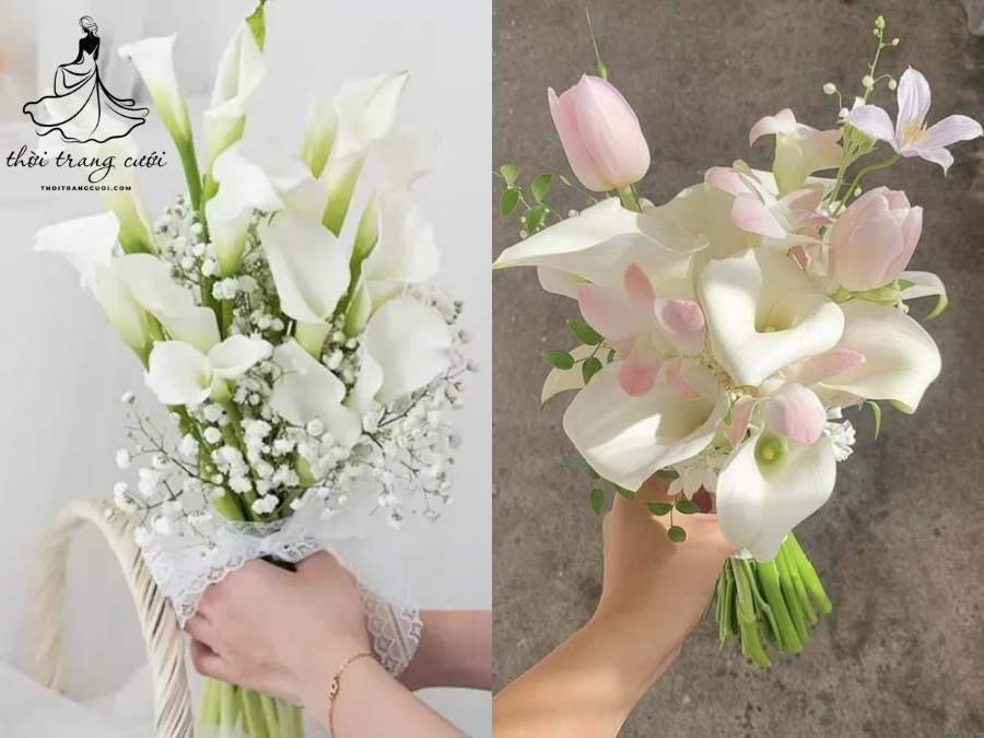 Hoa rum cưới kết hợp đa dạng các loại hoa khác sáng tạo và ấn tượng
