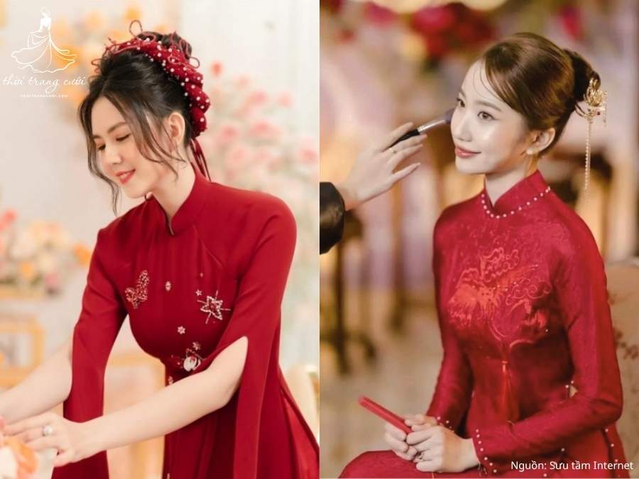 Kiểu tóc búi cao cô dâu áo dài

