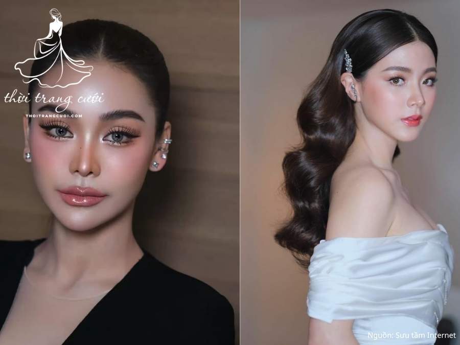 makeup cô dâu mặt tròn tone Thái Lan giúp gương mặt thon gọn