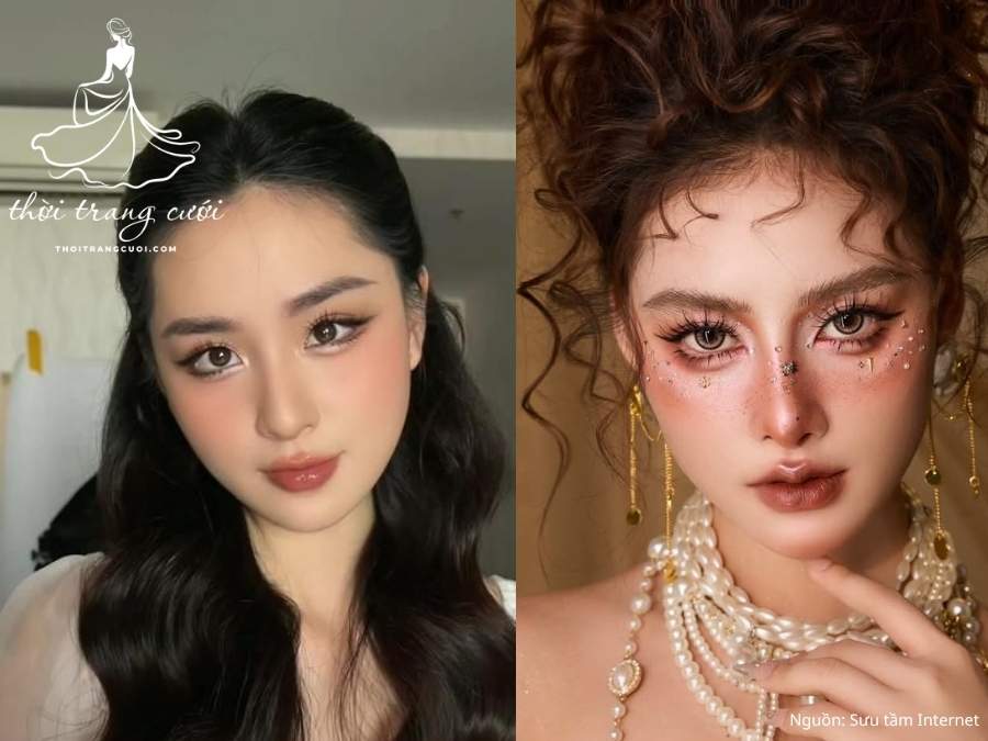 makeup cô dâu mặt tròn tone cam đất 
