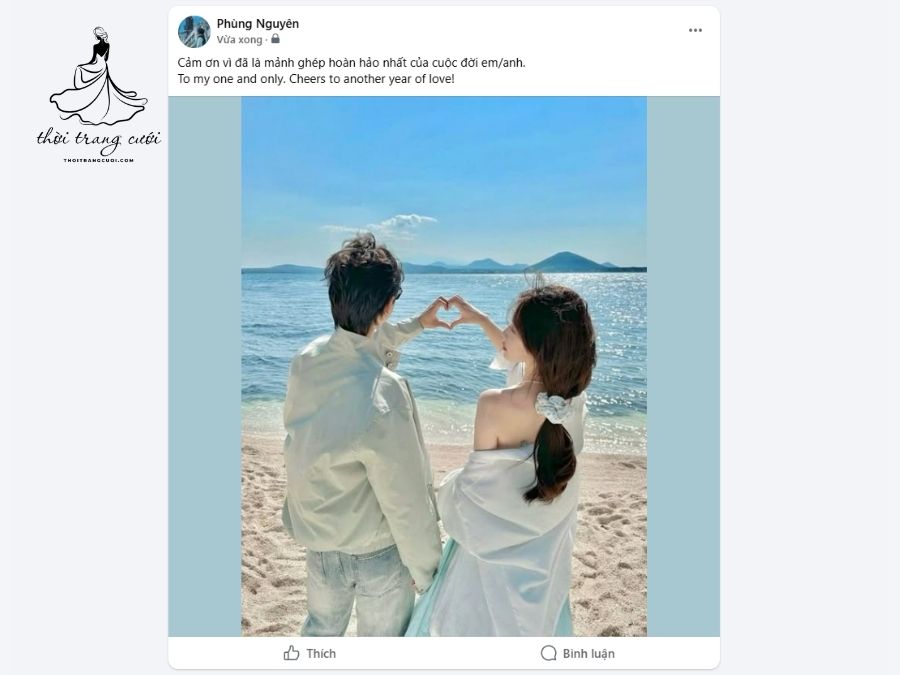STT kỷ niệm ngày cưới kèm ảnh trên Facebook
