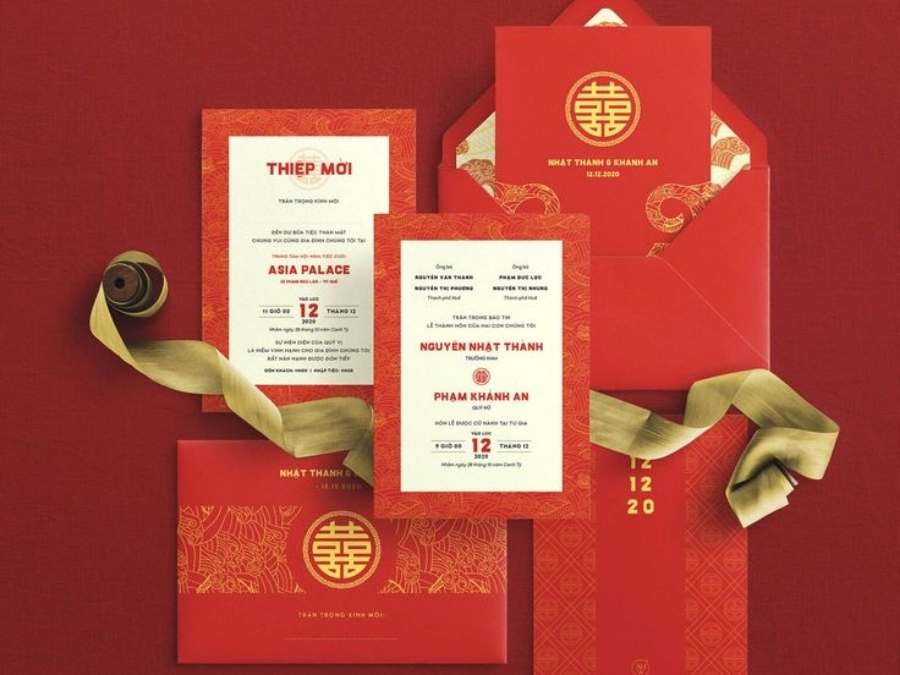  Thiệp cưới màu đỏ truyền thống tượng trưng cho hạnh phúc và may mắn