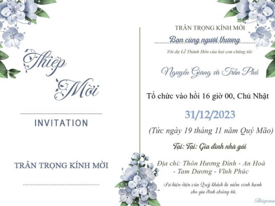 Thiệp cưới online phong cách vintage hoa lá, nhẹ nhàng và đậm chất lãng mạn
