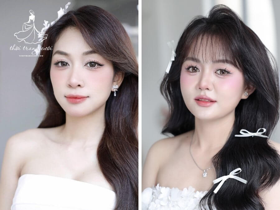 Kiểu tóc cô dâu xõa tự nhiên, suôn mượt và thanh lịch
