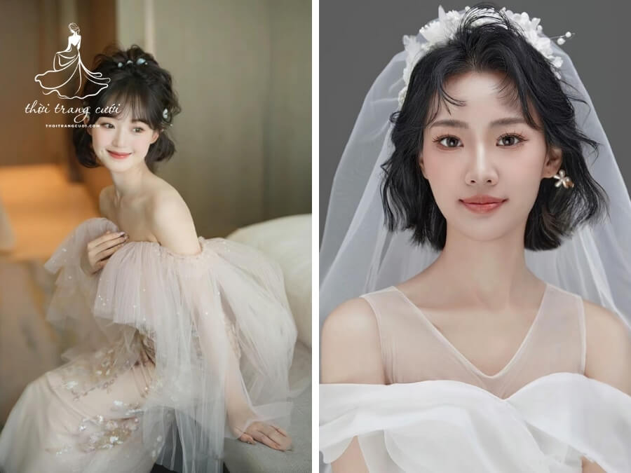  Kiểu tóc cô dâu đẹp cho tóc ngắn năng động

