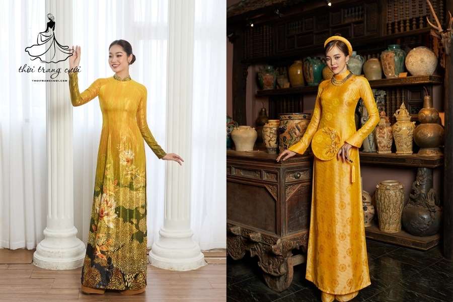Áo dài pastel - Ánh kim nhẹ, bắt sáng tốt ban ngày
